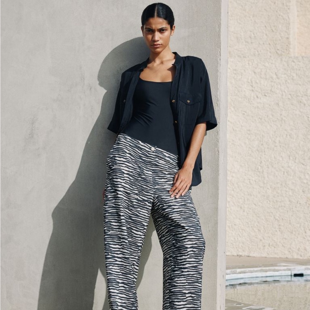 H&M wide leg pants animal print